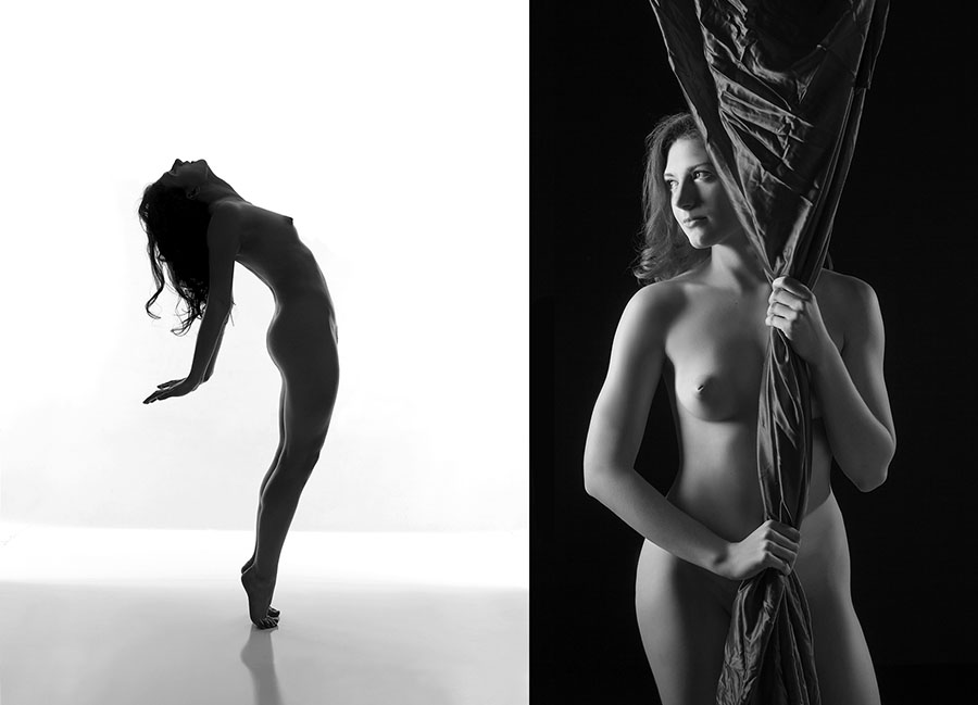 Nude Silhouette with second bw image watching - Nude woman by Inner Spirit Photo